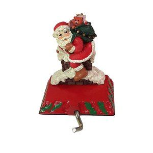Cast Iron Christmas Stocking Hanger Adjustable Hook Santa on Roof Toys R…